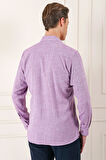 Gk 722 Comfort Fit Balıksırtı Dokuma %100 Pamuk Klasik Mor Gömlek
