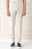 Comfort Fit Beli Lastikli Balıksırtı Dokuma Casual Bej Pantolon P 1155