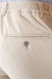 Comfort Fit Beli Lastikli Balıksırtı Dokuma Casual Bej Pantolon P 1155