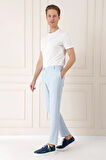 Comfort Fit Beli Lastikli Balıksırtı Dokuma Casual Mavi Pantolon P 1155