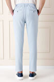 Comfort Fit Beli Lastikli Balıksırtı Dokuma Casual Mavi Pantolon P 1155