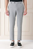 Comfort Fit Beli Lastikli Balıksırtı Dokuma Casual Gri Pantolon P 1155