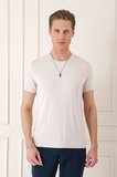 Ts 823 Slim Fit Bisiklet Yaka Düz Pamuklu Açık Bej Tişört