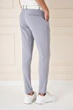 P 1144 Slim Fit Yan Cepli Düz Esnek Casuel Gri Mavi Pantolon