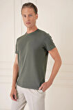Ts 885 Comfort Fit Bisiklet Yaka Esnek Pamuk Casuel Haki Tişört