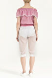Beyaz Bol kesim capri pantolon 70039 | 42