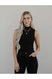 Kadın 4'lü Sıfır Kol Kolsuz Body VİSKON Boğazlı Body 4 Adet Balıkçı Siyah Renk