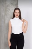 Kadın 4'lü Sıfır Kol Kolsuz Body VİSKON Boğazlı Body 4 Adet Balıkçı Siyah-Beyaz-kahverengi-Gri