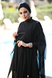 Remsa Mayo Tesettür Mayo Üzerine Desenli Tek Kaftan Pareo RP001 Siyah | undefined