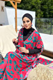 Remsa Tesettür Mayo Üzerine Desenli Tek Kaftan Pareo 430-311 Narçiçeği | Standart