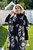 Remsa Tesettür Mayo Üzerine Desenli Tek Kaftan Pareo 430-318 Orkide | Standart