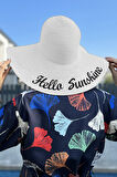 Hello Sunshine Yazılı Hasır Şapka Beyaz RŞ-22 | Standart