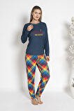 Kadın Termal Pijama Takımı 24483 Lacivert | L