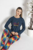 Kadın Termal Pijama Takımı 24483 Lacivert | L
