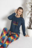 Kadın Termal Pijama Takımı 24483 Lacivert | L