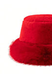 Kadın Peluş Bucket Kalpak Şapka 1143 RKŞ-14 Kırmızı | Standart