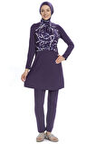 Likralı Tam Kapalı Mayo 259-23 Mor | 38