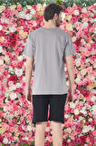 Erkek Şort Tshirt Pijama Takımı 25254 Gri | XXL