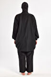 Büyük Beden Paraşüt Tam Kapalı Tesettür Mayo 1804 Siyah | 4XL