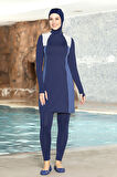 Likralı Tam Kapalı Tesettür Mayo 1267-02 Lacivert | 38