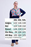 Büyük Beden Tam Kapalı Tesettür Mayo 2516 Gizem Bahçe Lacivert | 4XL
