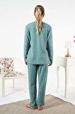 Kadın İnterlok Şardonlu Fitilli Pijama Takımı 25330 Mint | L