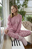 Kadın Termal Uzun Kol Pijama Takımı 30021 Pembe | L