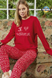 Kadın Termal Uzun Kol Pijama Takımı 30000 Kırmızı | L