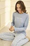 Kadın Milan Kumaş Pijama Takımı 50902-2762 Mavi | XL