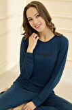 Kadın Milan Kumaş Pijama Takımı 50902-2755 Petrol | M