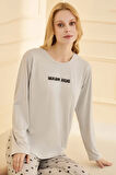 Kadın Milan Kumaş Pijama Takımı 50902-2383 Gri | L