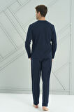 Erkek Penye Uzun Kol Pijama Takımı 2209 Lacivert04 | XXL