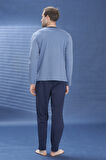 Erkek Penye Uzun Kol Pijama Takımı 2111 İndigo01 | M