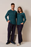 Erkek Penye Uzun Kol Pijama Takımı 3196 Zümrüt | L