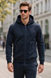 Erkek Kapüşonlu Tek Üst Ceket REU-25723 Lacivert | M