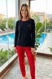 Kadın Kalp Desenli Saphire Pijama Takımı 0549-1 Siyah12 | M