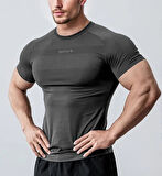 Ghassy Co. Erkek Nem Emici Hızlı Kuruyan Renk Solmayan Atletik Teknik Fitness Spor T-shirt