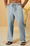 Ghassy Co. Erkek %100 Cotton Muslin Keten Karışım Rahat Ultra Hafif Ev İçi/Dışı Keten Pantolon