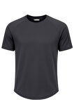 Ghassy Co. Erkek Reglan Oval Kesim %100 Pamuk Yumuşak Dokulu Bisiklet Yaka T-shirt