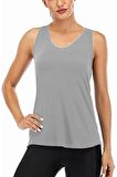 Ghassy Co. Kadın Racerback Sırt Açık Yarı Fileli Antrenman Yoga Koşu Spor Atlet Tank Tops 1780