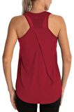 Ghassy Co. Kadın Cross Üst Sırt File Detaylı Antrenman Yoga Spor Atlet Tank Tops 1783
