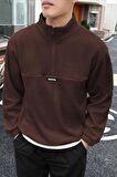 Ghassy Co. Erkek Oversize Regular Dik Yaka Yarım Fermuarlı Polar Sweatshirt