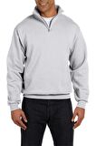 Ghassy Co. Erkek Dik Yaka Silver Yarım Fermuarlı Sweatshirt