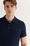 Erkek Lacivert %100 Pamuk Serin Tutan Standart Fit Normal Kesim Polo Yaka T-Shirt E001004