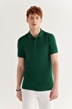 Erkek Yeşil %100 Pamuk Serin Tutan Standart Fit Normal Kesim Polo Yaka T-Shirt E001004