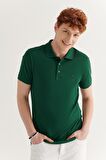 Erkek Yeşil %100 Pamuk Serin Tutan Standart Fit Normal Kesim Polo Yaka T-Shirt E001004