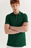 Erkek Yeşil %100 Pamuk Serin Tutan Standart Fit Normal Kesim Polo Yaka T-Shirt E001004