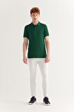 Erkek Yeşil %100 Pamuk Serin Tutan Standart Fit Normal Kesim Polo Yaka T-Shirt E001004