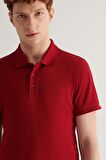 Erkek Bordo %100 Pamuk Serin Tutan Standart Fit Normal Kesim Polo Yaka T-Shirt E001004