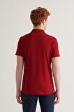 Erkek Bordo %100 Pamuk Serin Tutan Standart Fit Normal Kesim Polo Yaka T-Shirt E001004